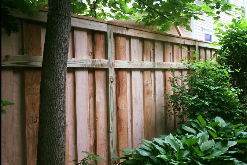 wood board on board style fence